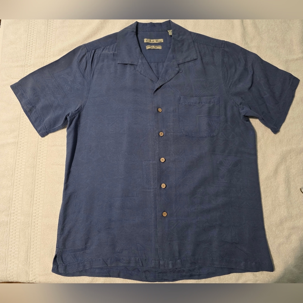 Batik Bay Hawaiian 100% Silk Button Down Shirt NWOT